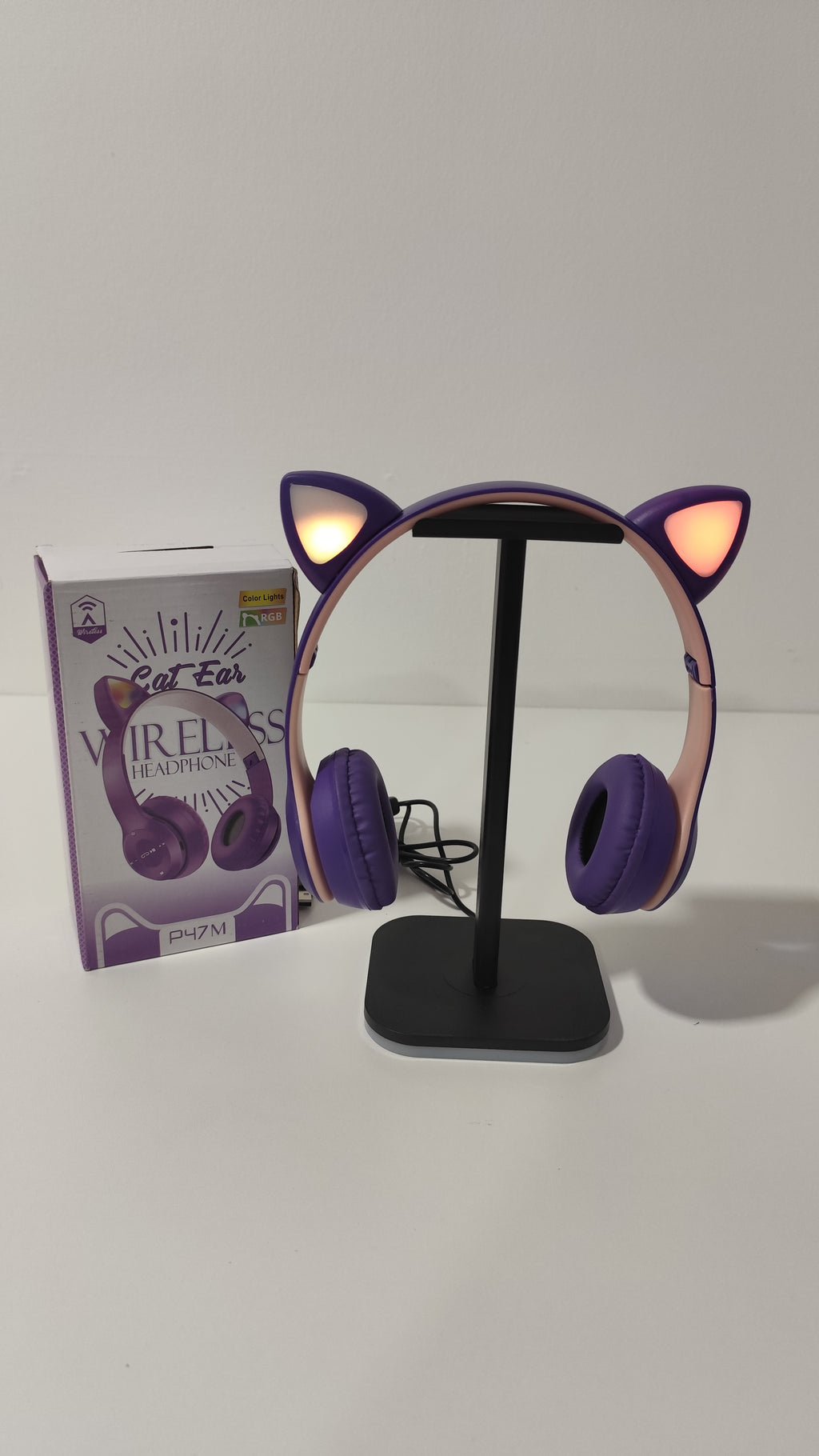 Casco Inalámbrico Gato Morado