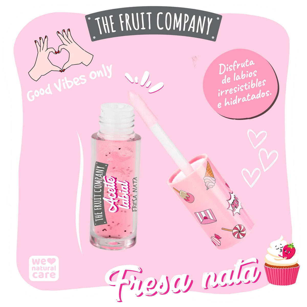 Óleo labial com creme de morango The Fruit Company