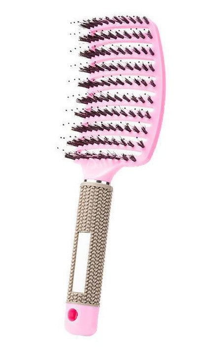 Brosse à cheveux courbée rose