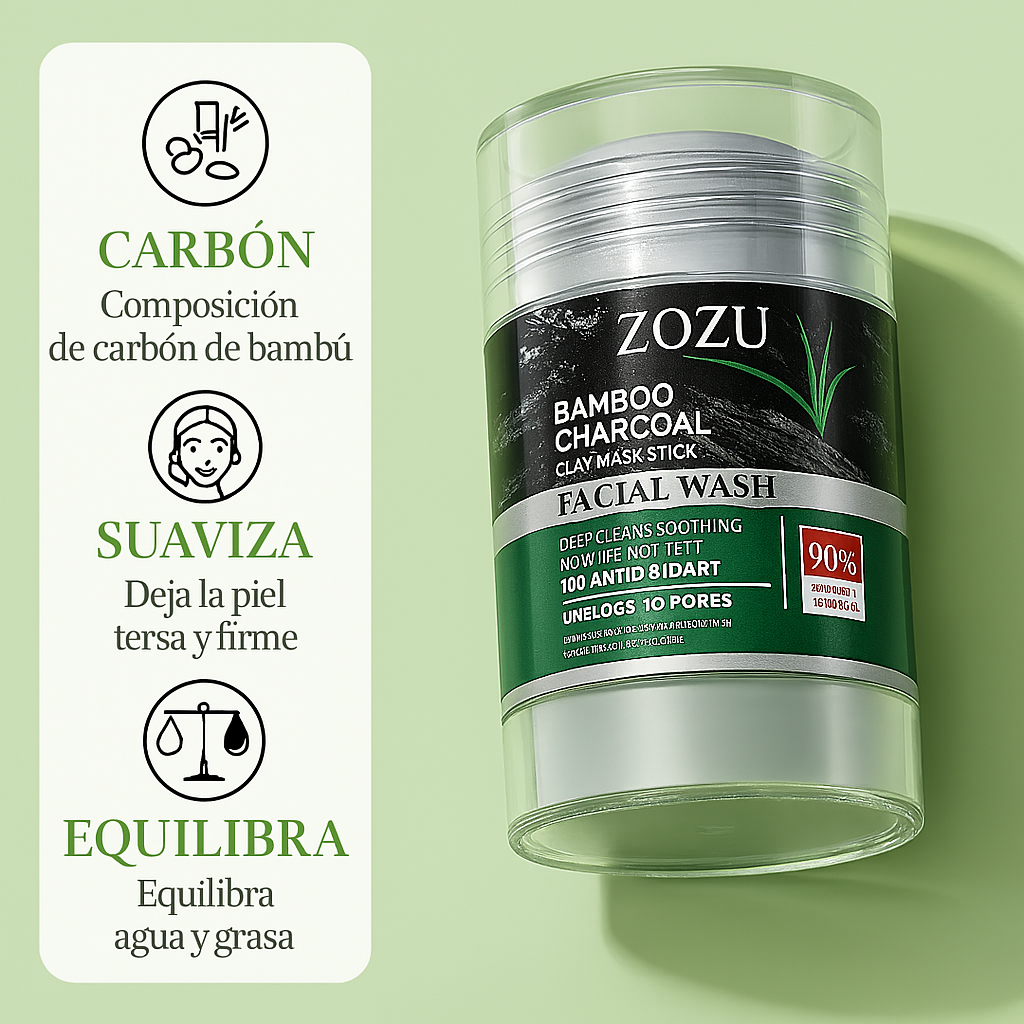 Mascarilla Facial de Arcilla en Barra Carbón de Bambú