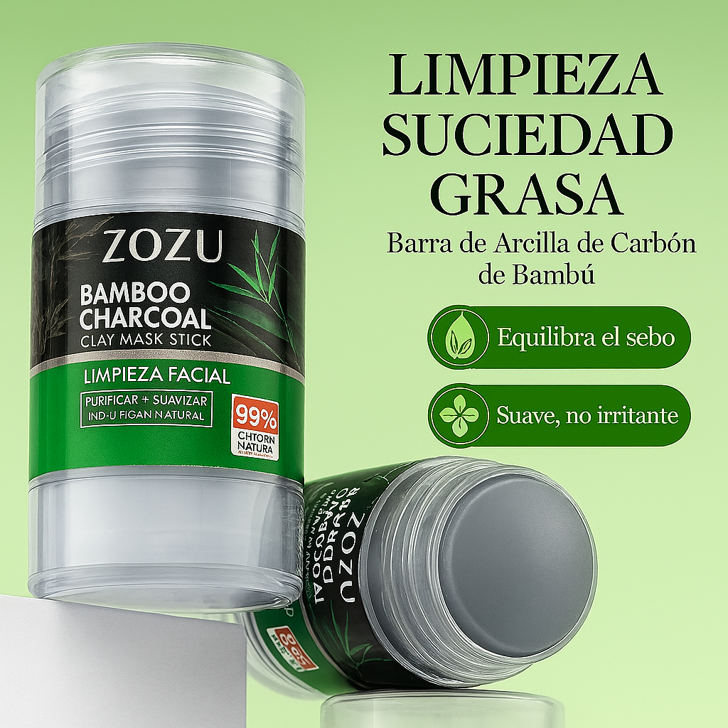 Mascarilla Facial de Arcilla en Barra Carbón de Bambú